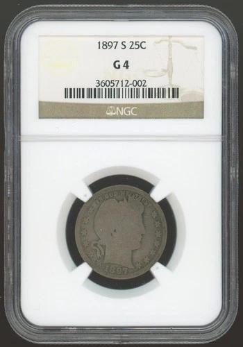 1897-S Barber Quarter NGC Graded G 4 *Semi-Key Date!*