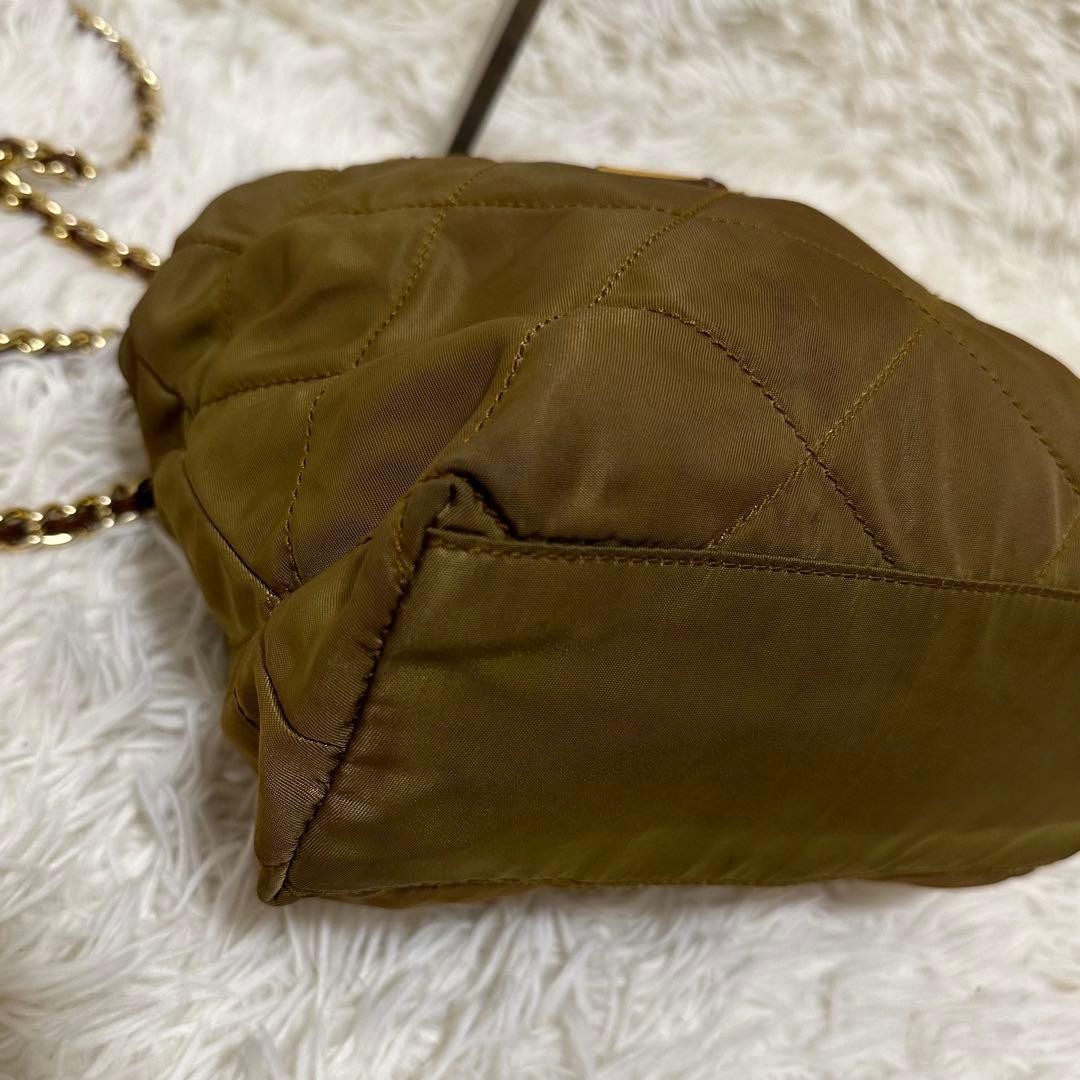 Rare PRADA Quilted Chain Triangle Logo Shoulder Bag Nylon thumbnail 9