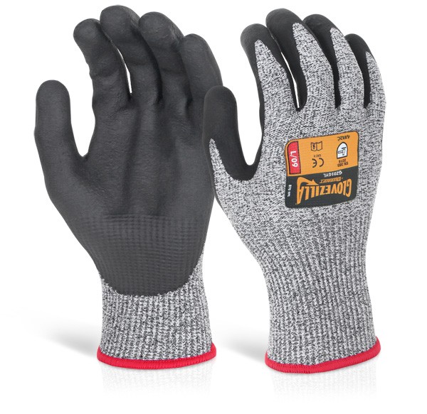 Beeswift Glovezilla Nitrile Palm Coated Gloves Grey Size XL