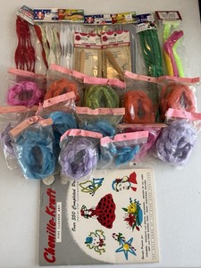 HUGE LOT Vtg Bumpy BUMP Wire CHENILLE Pipe Cleaner Stems And Chenille Kraft Book