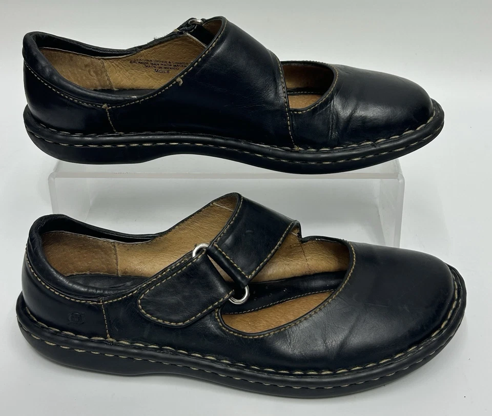 Born Mary Jane Leather Strap Shoes 7 Black Whimsigoth Academia Preppy Y2K Boho - Image 2 of 4