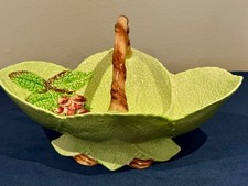 *PERFECT CONDITION* Large Footed Carlton Ware Foxglove Green Basket With Handle