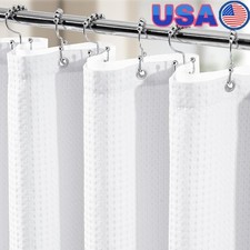 3in1 Waterproof Waffle Shower Curtain Set W/ Liner  Hooks Heavy Duty Polyester