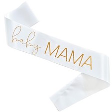 Baby Mama Sash for Baby Shower Gender Reveal New Mom Gifts for Women, White