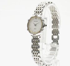 Vintage N MINT SEIKO Exceline 4N20-0640 7P Diamond Silver White Ladies Watch
