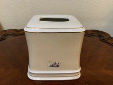 Croscill Triomphe Tissue Box Cover Ceramic Champagne Beige Gold Trim WT
