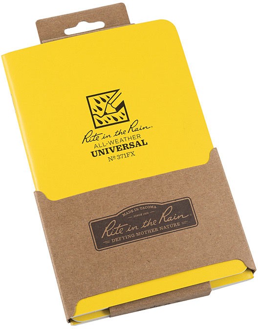 Блокнот Rite In The Rain, скрепленный степлером, 3 штуки - Желтый, 4 тетради размером 5/8 x 7 дюймов