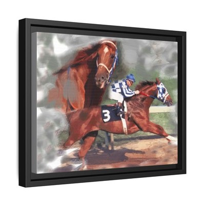 Secretariat Wins Triple Crown Oil Painting 3D Canvas Framed Gallery Art