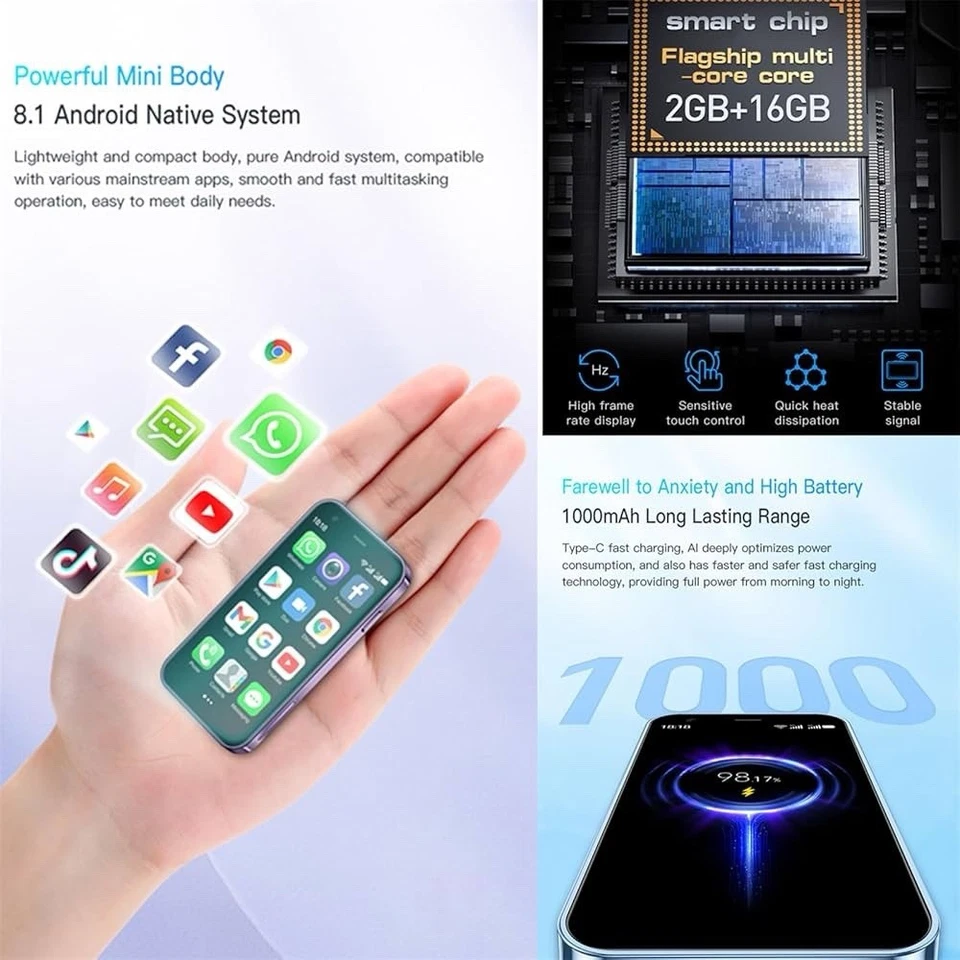 XS15 3G Mini Smartphone 3.0 Inch WiFi GPS China Mobile RAM 2GB ROM 16GB Purple - Image 4 of 4