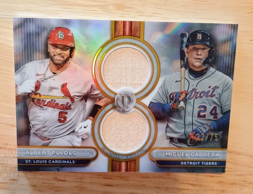 2024 Topps Game Used Bat, Albert Pujols, Miguel Cabrera #DR2-PC Gold /75 