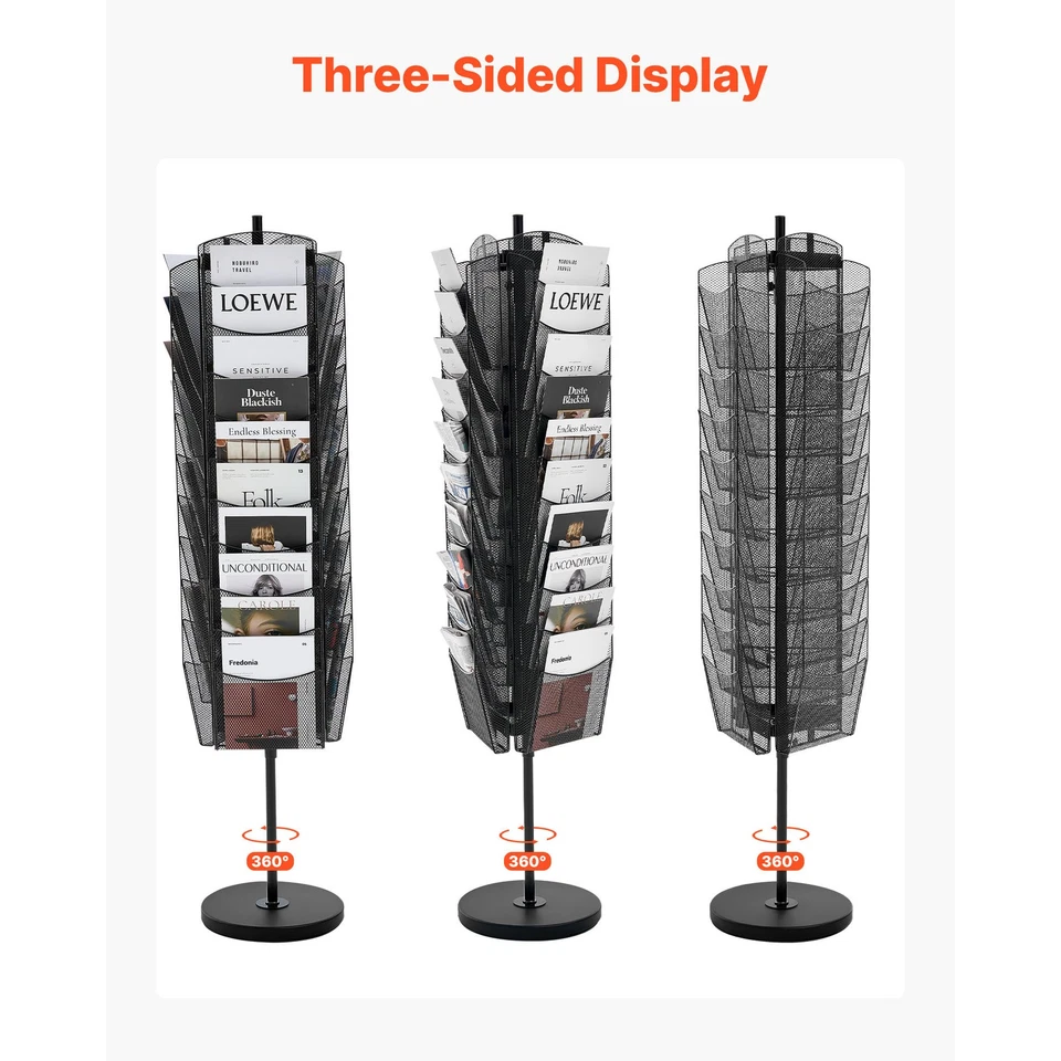 Estante de exhibición giratorio para folletos Uimoso con 30 bolsillos para revistas y volantes Foto 4 de 4