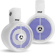 Pyle PLMRWKBT85 8" 300 Watt 2-Way Marine Bluetooth LED White Speakers Pair 