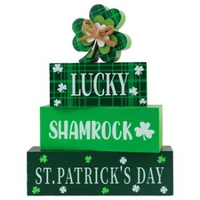 4 Pcs St.Patrick's Day Table Signs Lucky Shamrocks Table Centerpieces Wooden ...