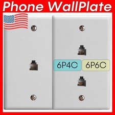 Modular Phone WallPlate FAX Telephone RJ11 RJ12 Wall Plate 6P4C 6P6C White
