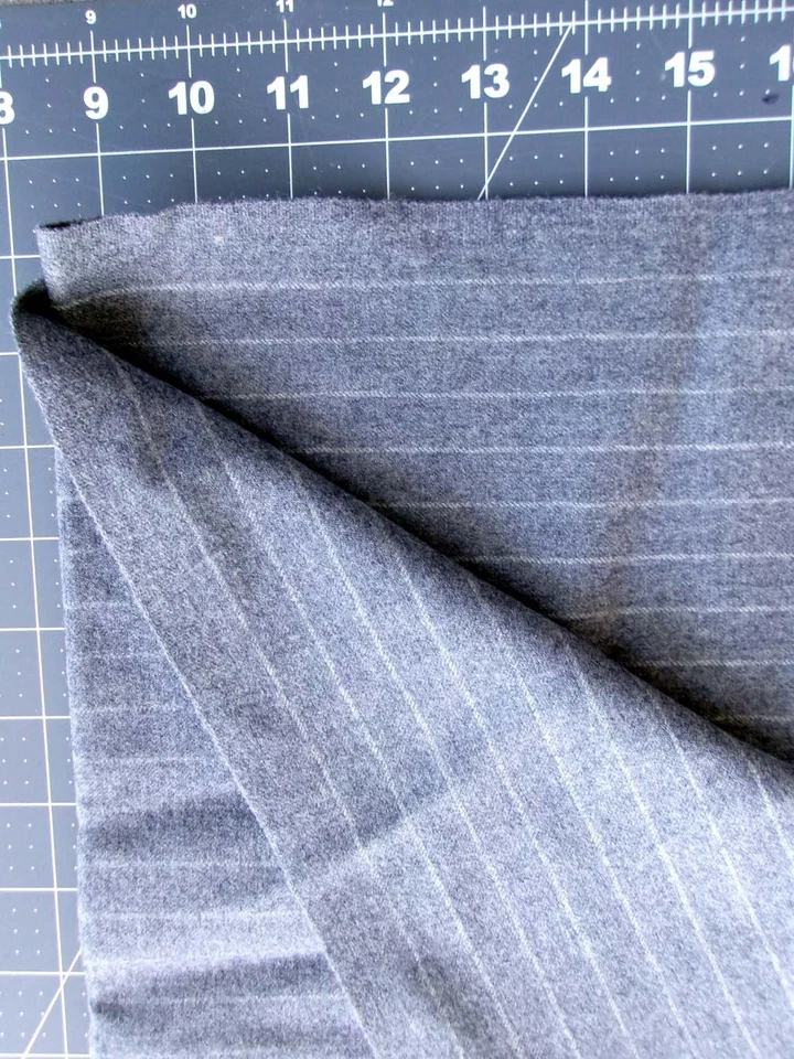 Antique WOOL FABRIC 1.5 yd Remnant Pinstripe Grey Vintage Forstmann Woolens - Image 2 of 4