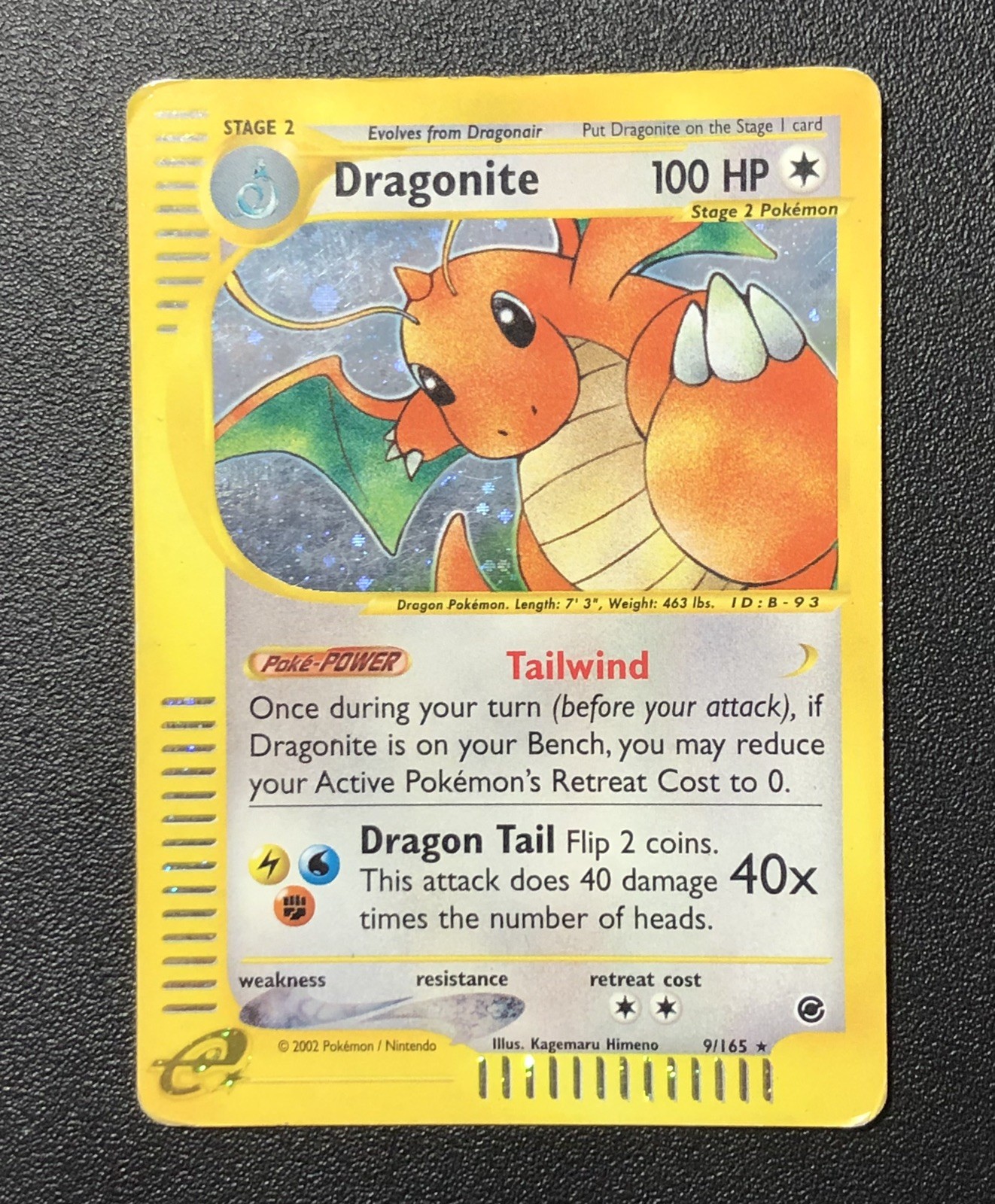 Pokemon 2002 TCG Dragonite Expedition Base Set Holo Card 9/165 Rare MP