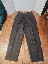 Women  s Giorgio Sant Angelo Brown/Dark Plaid 100 wool Pants size 10 EUC 26x30
