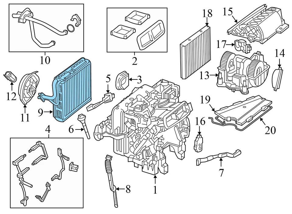 Mercedes-Benz S450 2018-2019 - Evaporador delantero de aire acondicionado 2228302101 Foto 3 de 4