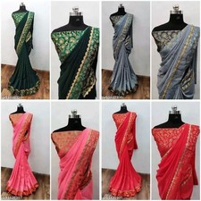Women's Vichitra Silk Saree with Separate Blouse Piece