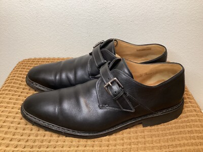 HESCHUNG Leather Derby Dress Shoes Black Mens Sz US 13 UK 12 Monk Strap Boulea