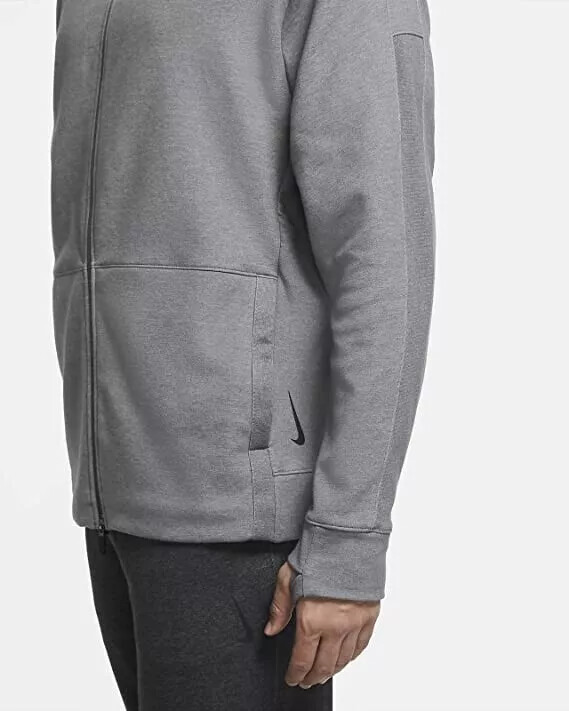 SACAI X NIKE Nike Yoga Dri FIT Uomo Full Zip Felpa con Cappuccio Fori Pollice Giacca Peso Medio Grigio M L
