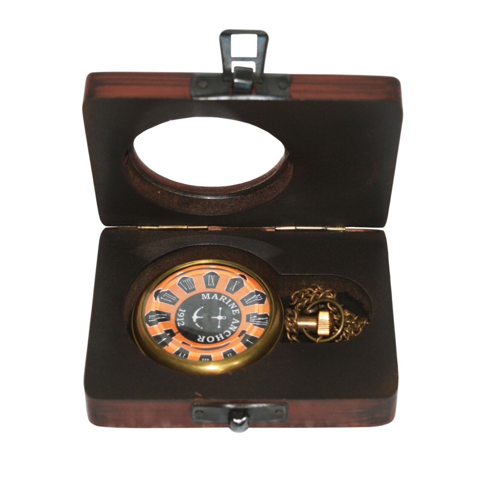 Antique Vintage Maritime Brass 1912 Marine Anchor Pocket Watch with