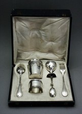 Taufset Kreuzband Becher Serviettenring Eierbecher Besteck 950er Silber (70) 