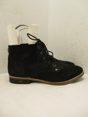 Diba Eli Black Oiled Leather Lace Up Ankle Boots Shoes Womens Size 9.5 M
