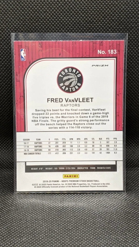 2019 20 Silver Mojo NBA Hoops Premium Stock Fred VanVleet #183 Toronto Raptors - Image 2 of 2