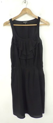 #ad EXPRESS Women#x27;s Dress Black Ruffled Sleeveless Little Black Dress Size Medium $18.00