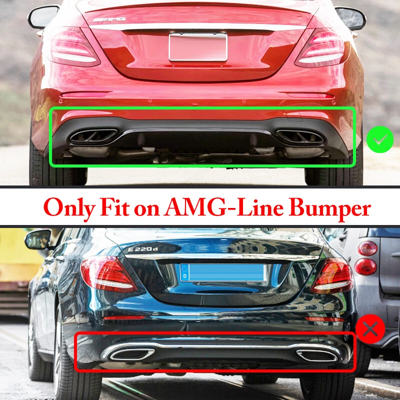 For Mercedes Benz W213 E400 E450 2016-20 A Style Rear Diffuser Lip Gloss Black Foto 3 de 4