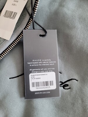 【関税込み】Rhude フーディ & ジップアップ RHUDE Logo Embroidered Full Zip Hoodie Sage Men's size Large