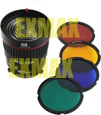 EXMAX NG-10X Fresnel Focusing Lens adapter for LED studi and flash 4Color Filter