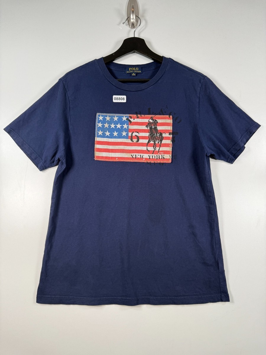 Polo Ralph Lauren Kids Boys USA Flag Graphic T Shirt Blue Sz XL 18