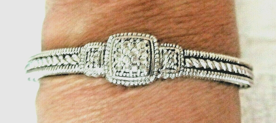 Judith Ripka Sterling Silver Sapphire Natalie Cuff Bracelet Sz Small