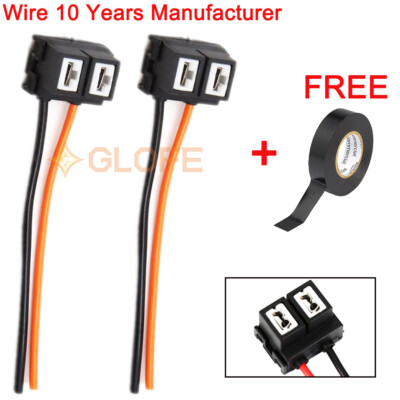 H7 Headlight Bulb Socket Plug - 2-Pack Female Pigtail Wiring Harness (High Beam/Low Beam)
