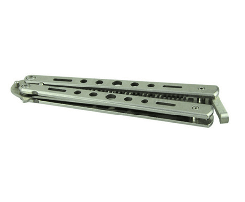 Butterfly Trainer Knife Practice Balisong Dull Training Tool Metal Black Silver - Picture 6 of 24