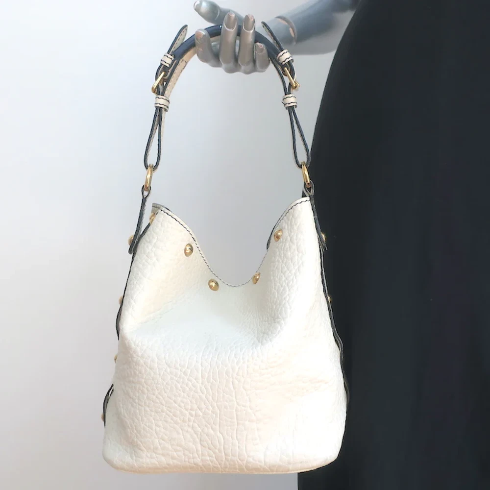 Sac seau Christian Dior crème cuir grain petit sac épaule