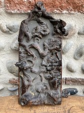 Belle porte de tabernacle autruche expressioniste XIXe bois art populaire eglise