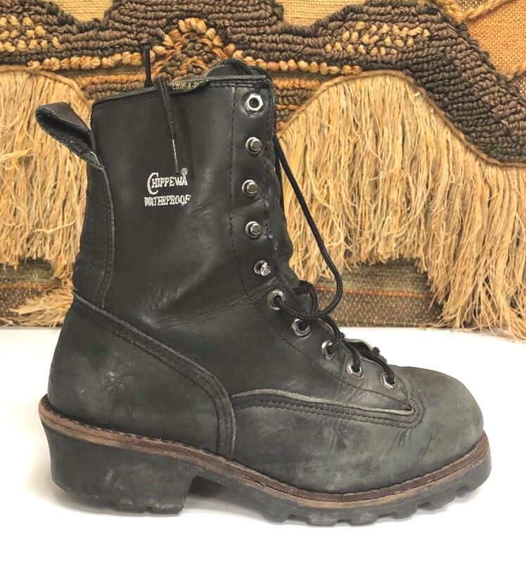 CHIPPEWA MENS BLACK LEATHER WORK BOOTS SIZE 9 M 73112 | eBay display picture 2