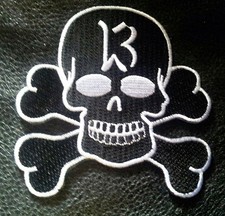 SKULL BONES 13 EMBROIDERED IRON ON 3.5 inch y12 Biker Patch