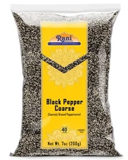 Rani Black Pepper Coarse Ground 28 Mesh (Table Grind), Premium Indian 7oz (200g)