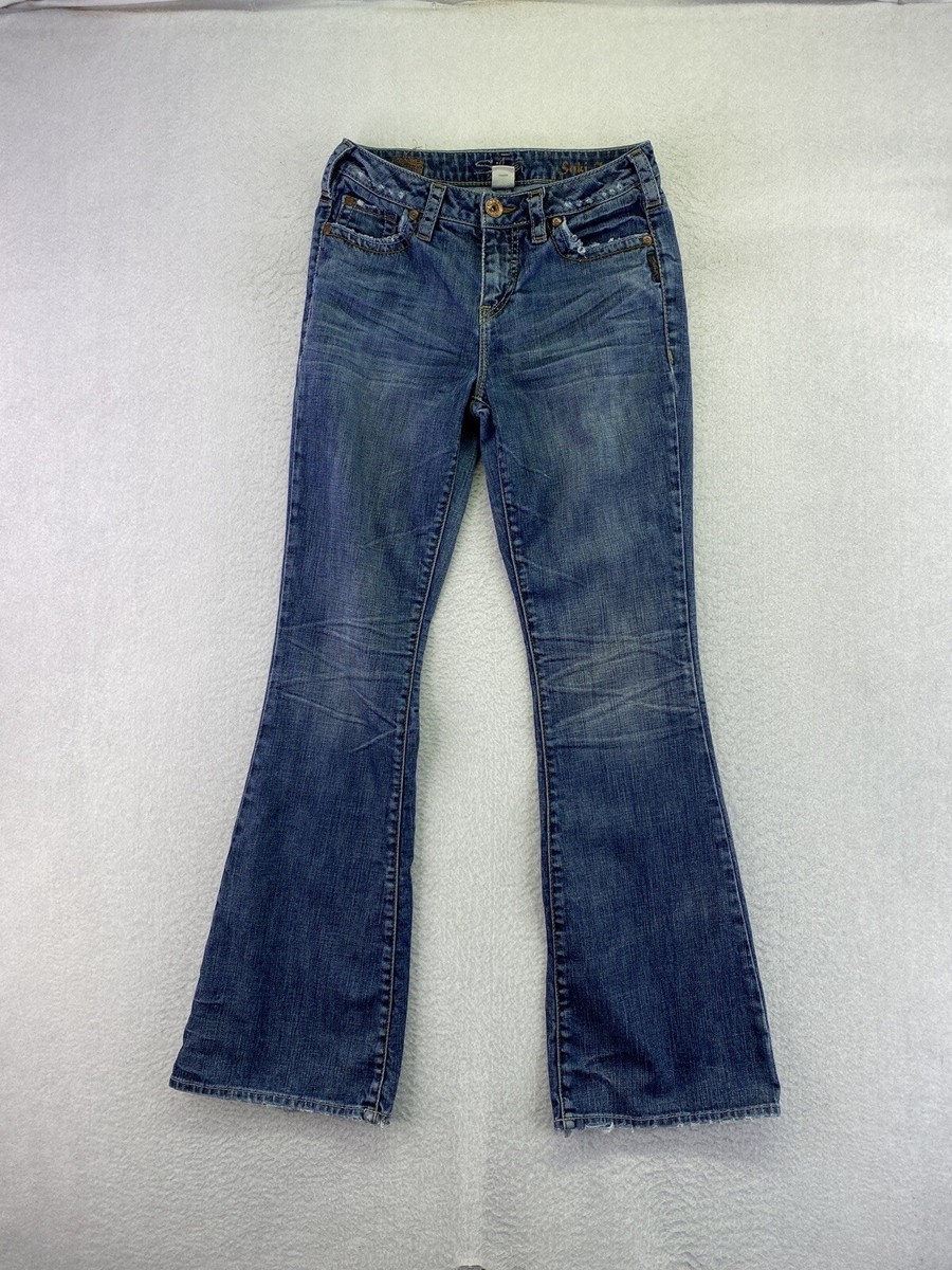Silver Jeans Womens Size 27 Dark Wash Mid Rise Distressed Suki