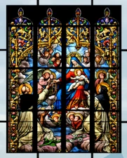 Mary, Jesus and Angels Faux Stained-Glass WINDOW CLING Size 10.4" Vinyl