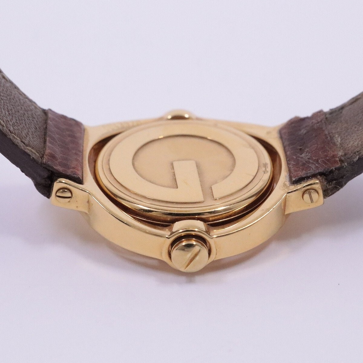 GUCCI 時計 6600  リバーシブル バングル ブラウン GUCCI Bangle Watch Reversible 6600 Gold Plated Leather