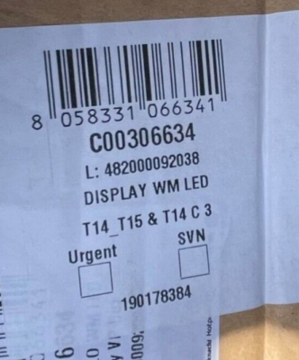 HOTPOINT LED CONTROL PANEL Display Card Arc C00306634 PN928 F10