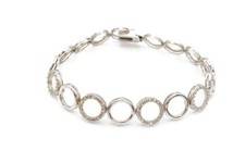Sterling Silver 925 Diamond Bracelet 7.5" H3