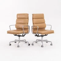 2005 Herman Miller Eames Soft Pad Executive Desk Chairs w/ Tan Leather 6x Avail