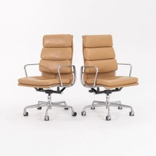 2005 Herman Miller Eames Soft Pad Executive Desk Chairs w/ Tan Leather 6x Avail