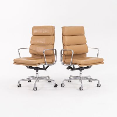 2005 Herman Miller Eames Soft Pad Executive Desk Chairs w/ Tan Leather 7x Avail